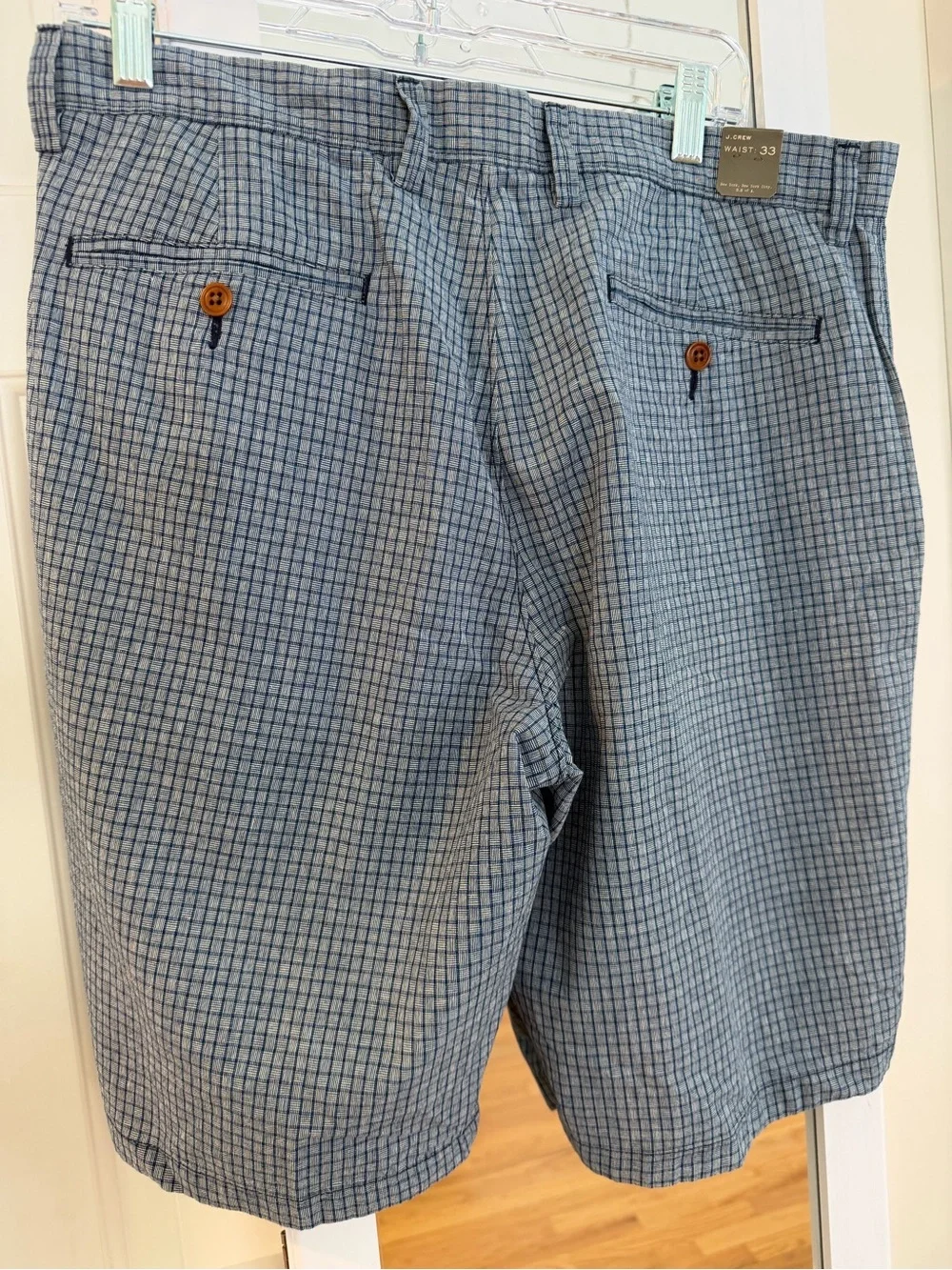 J Crew Men's Blue Basket Weave Patterned Performance Shorts